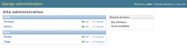 Screenshot of admin interface